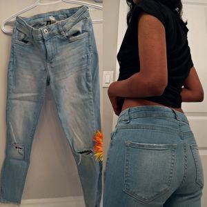 H&M Divided Faded Blue Ripped Skinny Jeans